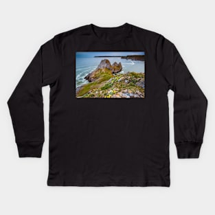 Three Cliffs Bay, Gower Kids Long Sleeve T-Shirt